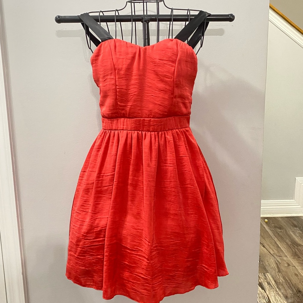 Red mini dress with open back